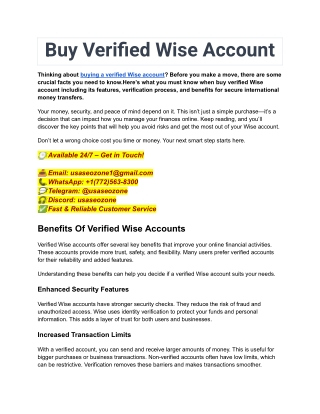 Here’S What You Must Know When Buy Verified Wise Account