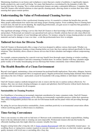 The Importance of Hiring Professional Cleaners: A Look at OneCall Cleaners