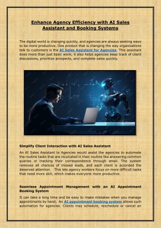 Enhance Agency Efficiency with AI Sales Assistant and Booking Systems
