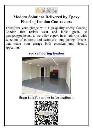 Modern Solutions Delivered by Epoxy Flooring London Contractors