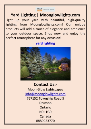 Yard Lighting  Moonglowlights.com