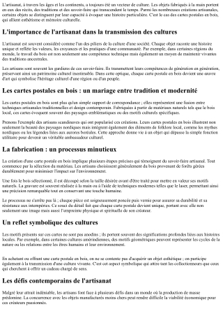 Une immersion dans l'histoire culturelle par le biais d'objets artisanaux.