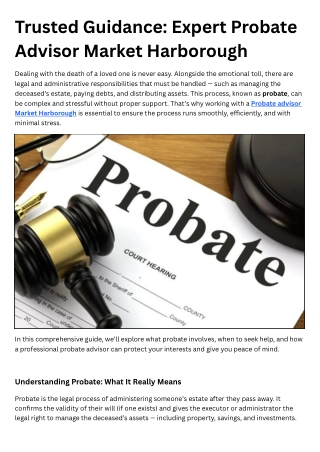 Trusted Guidance Expert Probate Advisor Market Harborough