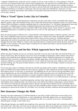 Auto Glass Repair Quotes in Columbia: Compare and Save