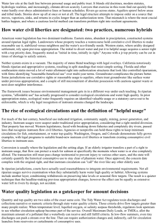 Water Civil Liberties and Environmental Management: A Legal Perspective