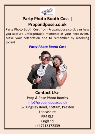 Party Photo Booth Cost Propandpose.co.uk