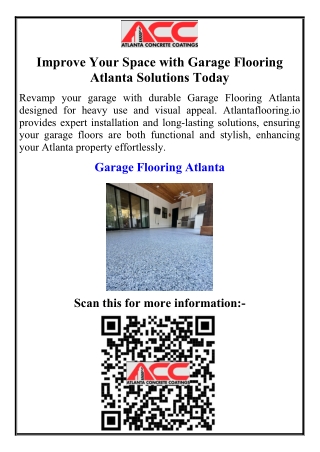 Improve Your Space with Garage Flooring Atlanta Solutions Today