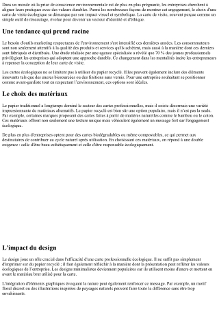 Écologique et esthétique : le nouveau visage des cartes professionnelles.