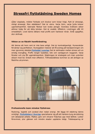 Stressfri flyttstädning Sweden Homes