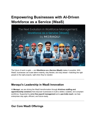 Empowering Businesses with AI-Driven Workforce as a Service (WaaS)