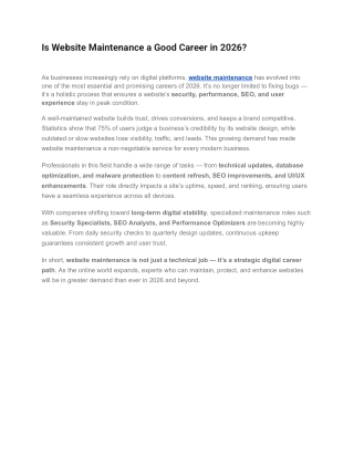 Is Website Maintenance a Good Career in 2026?