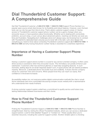 Dial Thunderbird Customer Support: A Comprehensive Guide