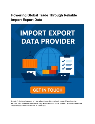 Powering Global Trade Through Reliable Import Export Data