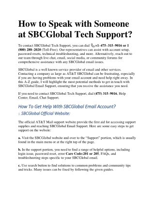 When should I call the SBCGlobal email support phone number?