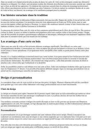 L'art de la carte de visite en bois : une touche d'élégance