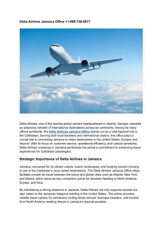 Delta Airlines Jamaica Office  1-888-738-0817