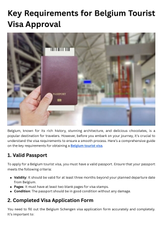 Key Requirements for Belgium Tourist Visa Approval