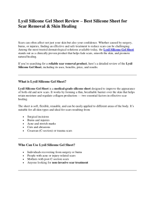 Lysil Silicone Gel Sheet Review