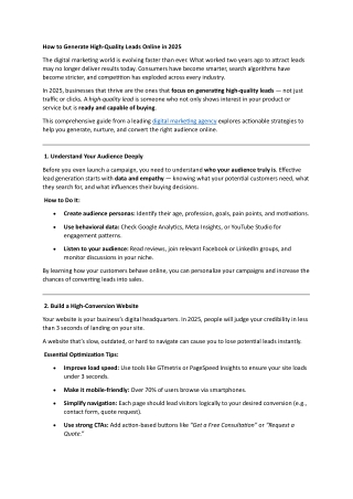 How to Generate High-Quality Leads Online in 2025 | Lead Generation Guide