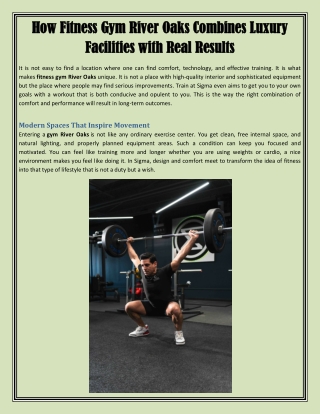 How Fitness Gym River Oaks Combines Luxury Facilities with Real Results