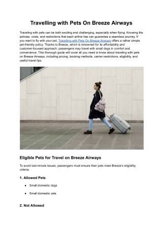 Travelling with Pets On Breeze Airways