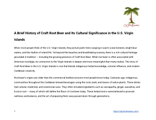 A Brief History of Craft Root Beer and Its Cultural Significance in the U.S. Virgin Islands