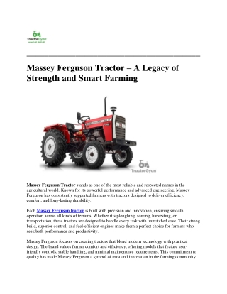 Massey Ferguson Tractor A Legacy of Strength and Smart Farming
