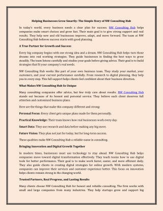 Helping Businesses Grow Smartly The Simple Story of NW Consulting Hub