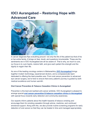 IOCI Aurangabad – Restoring Hope with Advanced Care