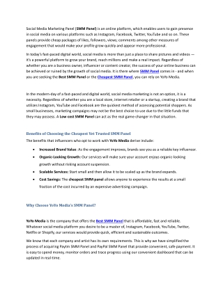 SMM Panel: YoYo Media