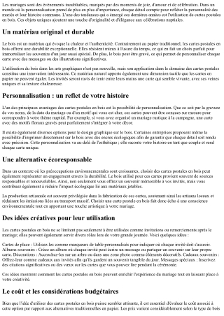 Cartes postales en bois : un choix parfait pour les mariages