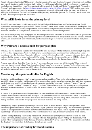 AEIS for Primary 3 Students: Vocabulary Building and Times Tables