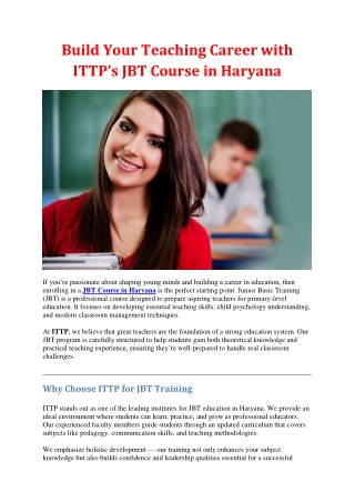 Build Your Teaching Career with ITTP