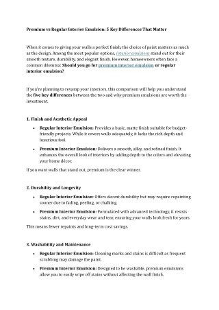 Premium vs Regular Interior Emulsion 5 Key Differences That Matter
