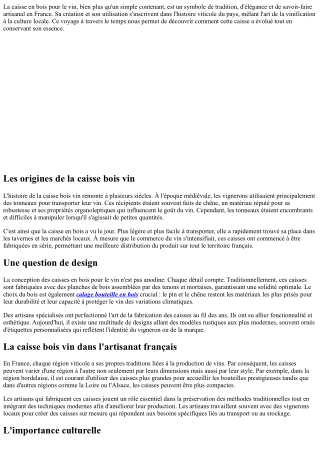 L'histoire de la caisse bois vin en France