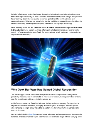 Geek Bar Vape_ The Modern Revolution in Flavor, Performance & Style