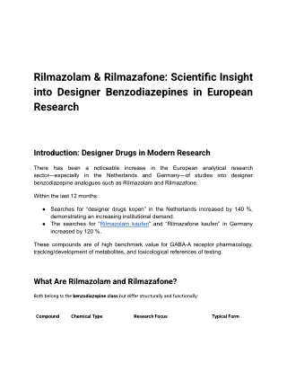 Rilmazolam & Rilmazafone_ Scientific Insight into Designer Benzodiazepines in European Research