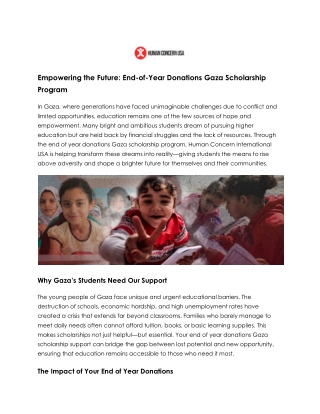 Give Hope Through End of Year Donations Gaza Scholarship