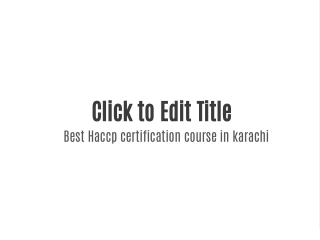 Best Haccp certification course in karachi