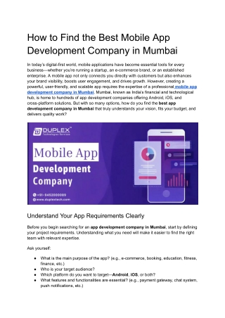 How to Find the Best Mobile App Development Company in Mumbai
