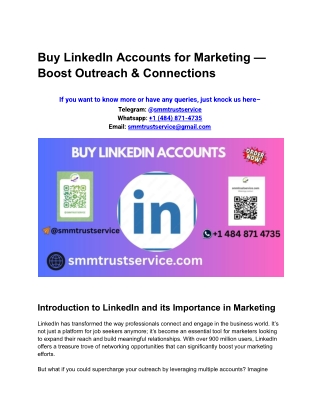 Buy LinkedIn Accounts for Marketing — Boost Outreach & Connections
