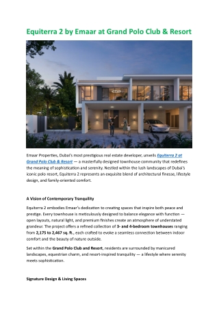 Equiterra 2 by Emaar at Grand Polo Club & Resort