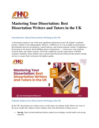 Mastering Your Dissertation Best Dissertation Writers and Tutors in the UK