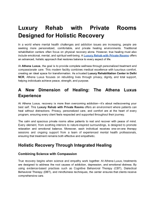 Luxury Rehab with Private Rooms Designed for Holistic Recovery