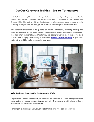 DevOps Corporate Training Program - Evision Technoserve