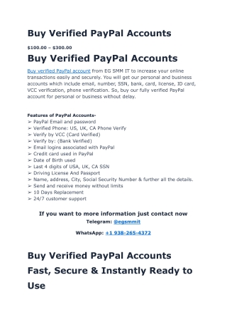 Buy Verified PayPal Accounts
