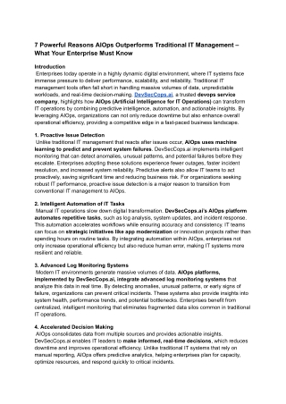 7 Powerful Reasons AIOps Outperforms Traditional IT Management – What Your Enterprise Must Know”