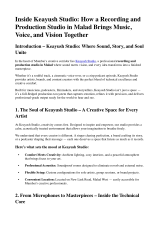 Keayush Studio - Recording and production studio in Malad