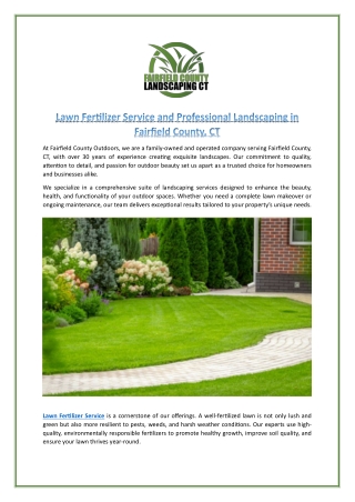 Lawn Fertilizer Service and Professional Landscaping in Fairfield County, CT