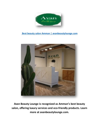 Best beauty salon Amman | avanbeautylounge.com